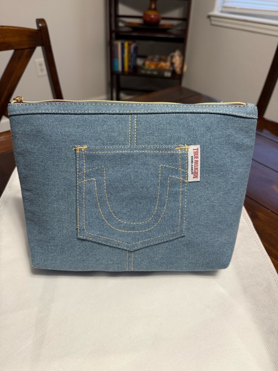 True Religion Handbags - True Religion Brand Jeans Denim Pouch | Large Zip Clutch | NWT |